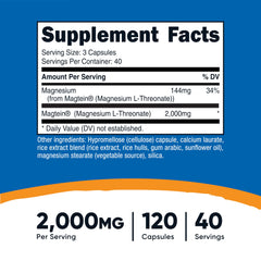 Nutricost Magnesium L-Threonate capsules arranged to show a 3-capsule serving.
