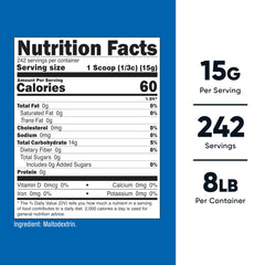 Nutricost Maltodextrin powder no-flavor label emphasizes purity