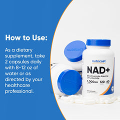 FDA registered facility emblem with Nutricost NAD+ production label.