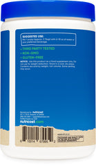 Nutricost Organic Egg White Protein bottle on counter with nutrition label visible