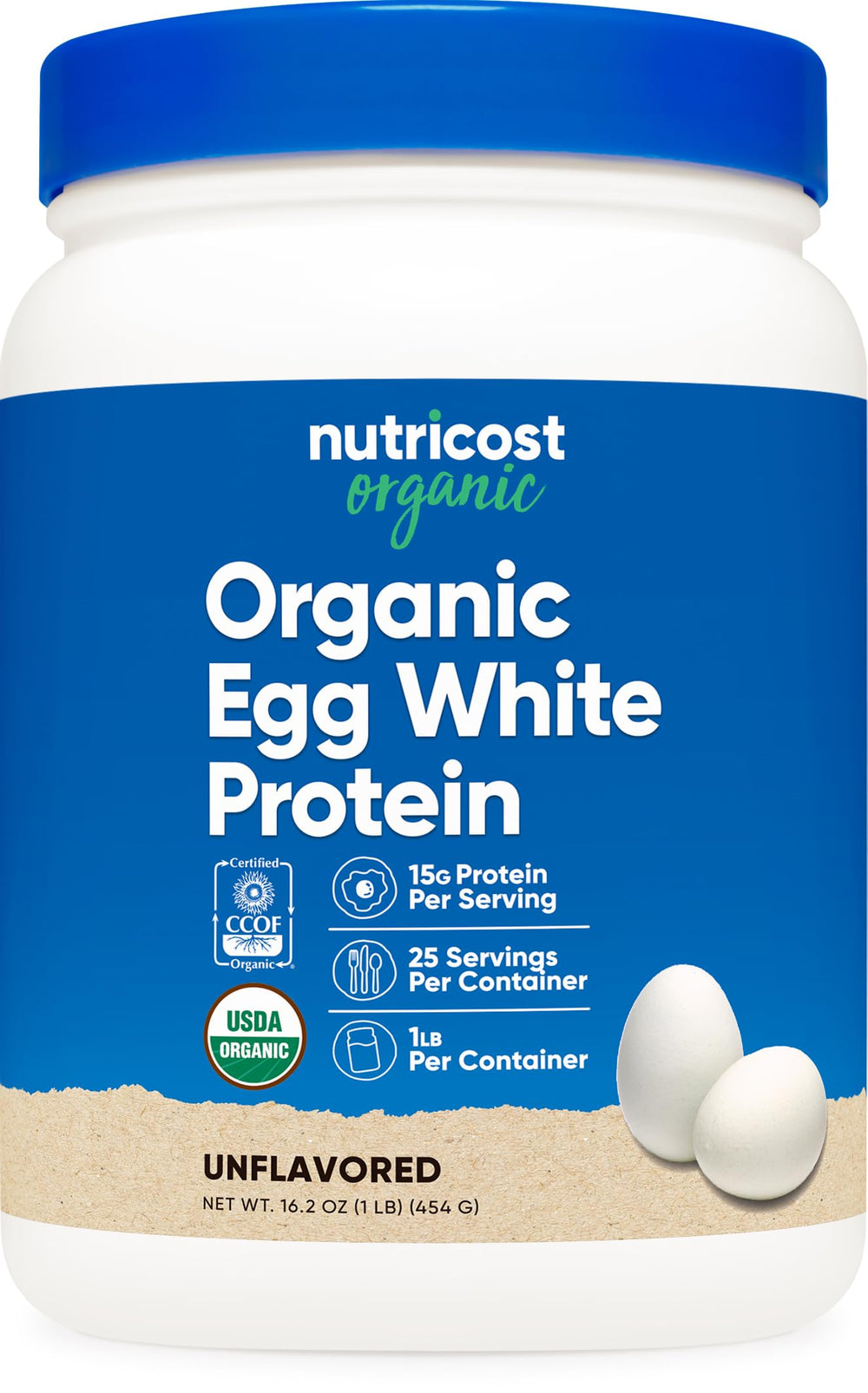 Nutricost Organic Egg White Protein Powder bottle for versatile shakes