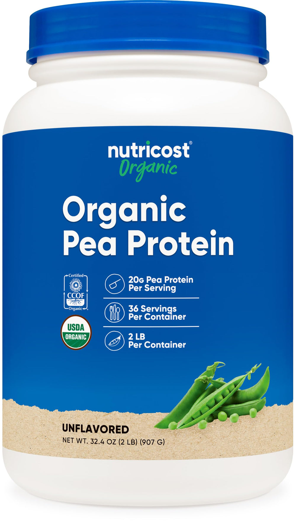Nutricost Organic Pea Protein Isolate bottle shown for everyday plant protein.