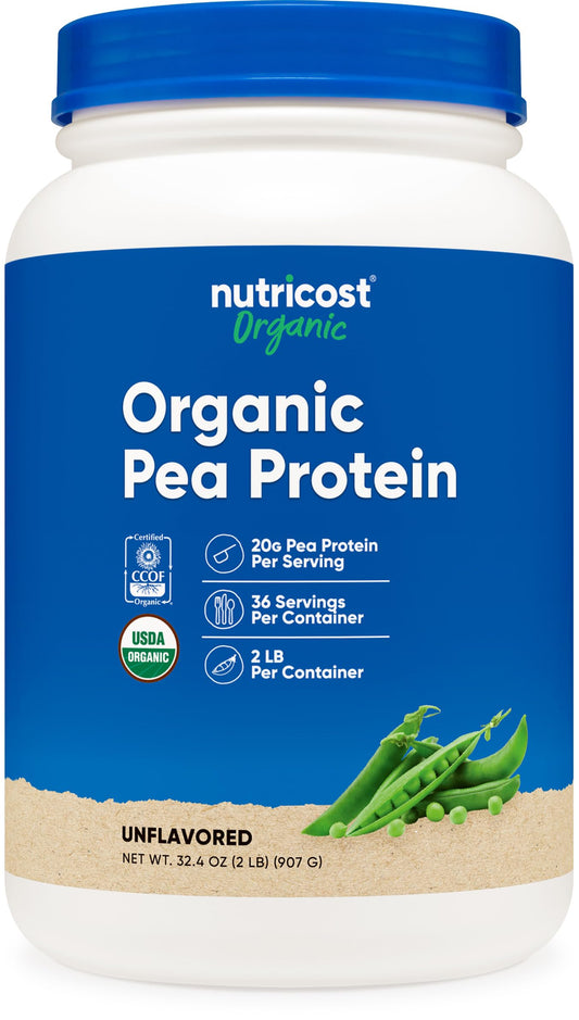 Nutricost Organic Pea Protein Isolate bottle shown for everyday plant protein.