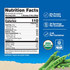 Nutricost Organic Pea Protein Isolate scoop demonstrates precise 20 g serving.