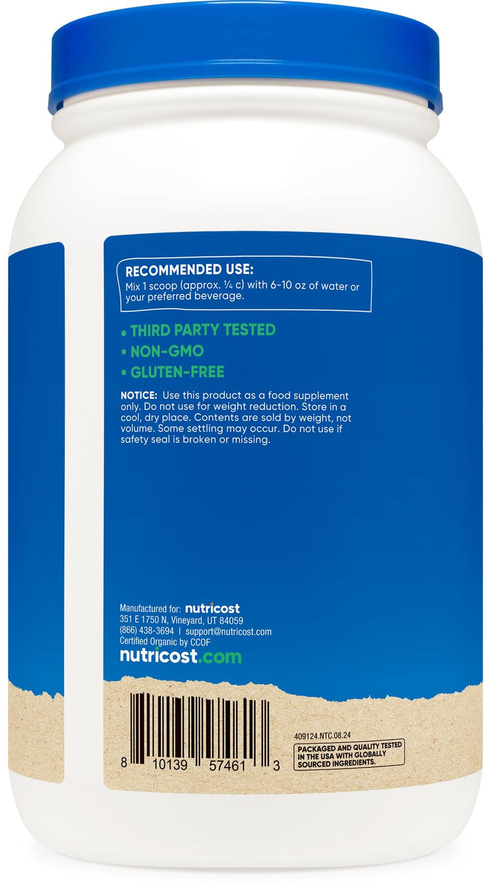 Nutricost Organic Pea Protein Powder pour captures smooth mixture ideal for shakes