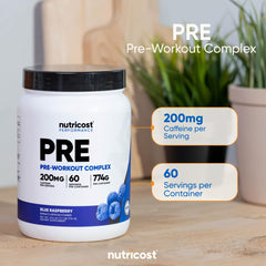 Nutricost Pre-Workout Complex packaging unboxing showcases premium labeling and safety.