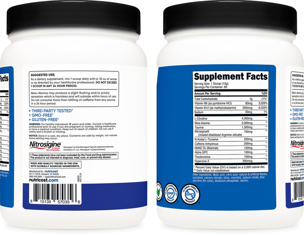 Nutricost Pre-Workout Complex during a workout scene emphasizes focus and stamina.