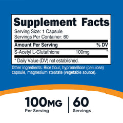 Nutricost S-Acetyl L-Glutathione capsules closeup for easy daily supplement routine