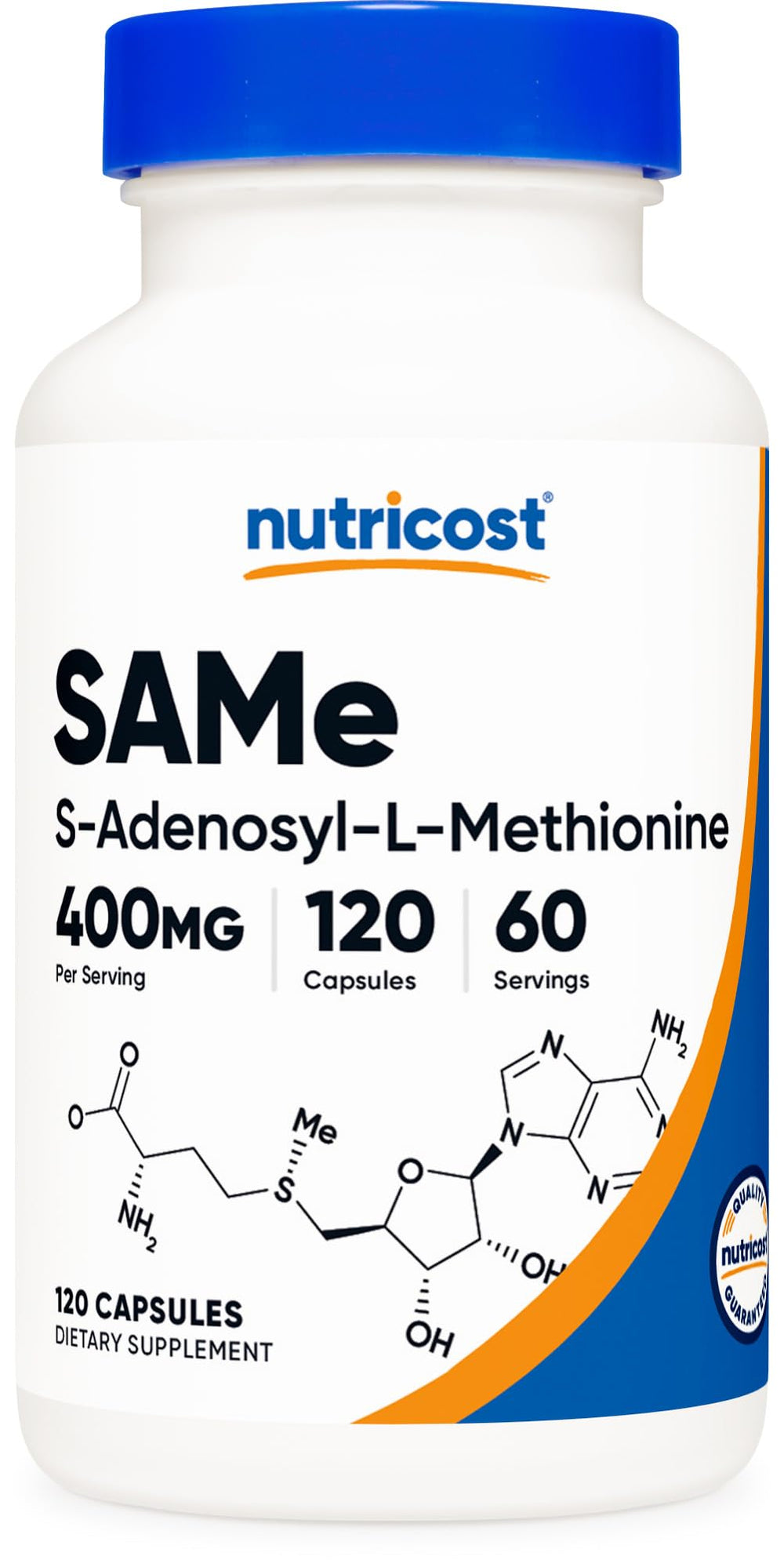 Nutricost SAM-e 400mg serving bottle with easy daily use