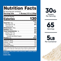 Nutricost Whey Isolate Unflavored 5lb with scoop for precise 30 g portions