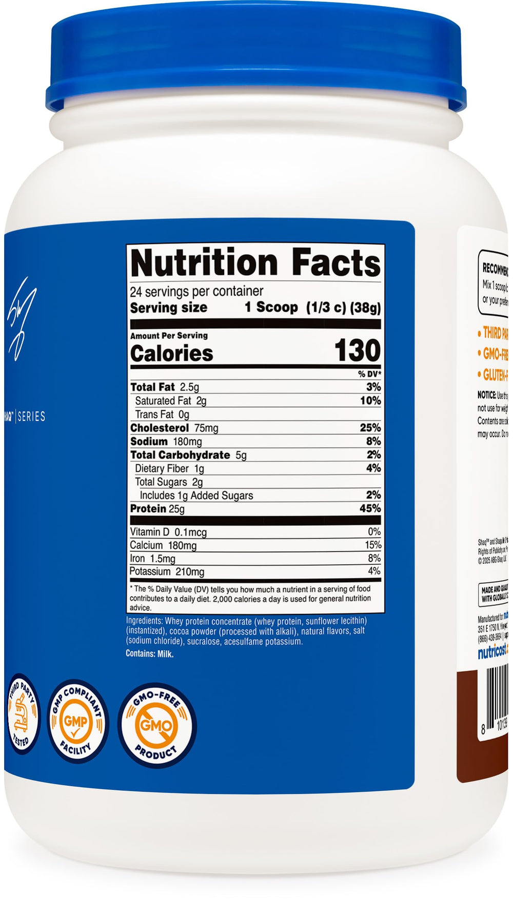 Nutricost Whey Protein Concentrate Shaq's Double Double Chocolate facility certifications reflect quality standards