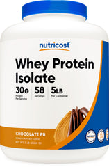 Nutricost Whey Protein Isolate bottle in Chocolate Peanut Butter for daily protein