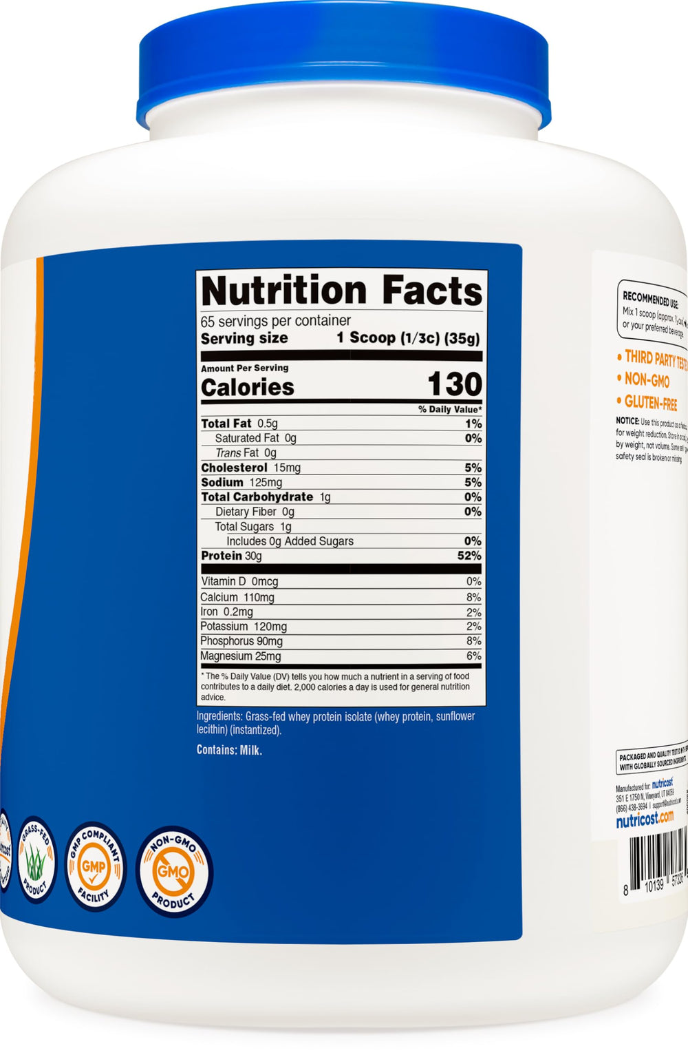 Nutricost packaging features kosher and halal certifications for trusted dietary options.