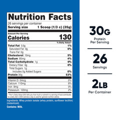 Nutricost Whey Protein Isolate serving scoop shows 30 g protein per serving
