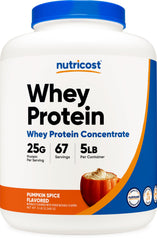 Nutricost Pumpkin Spice whey protein tub for post-workout shakes