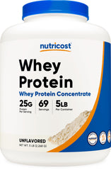Nutricost Whey Protein Unflavored bottle ready for quick shakes.
