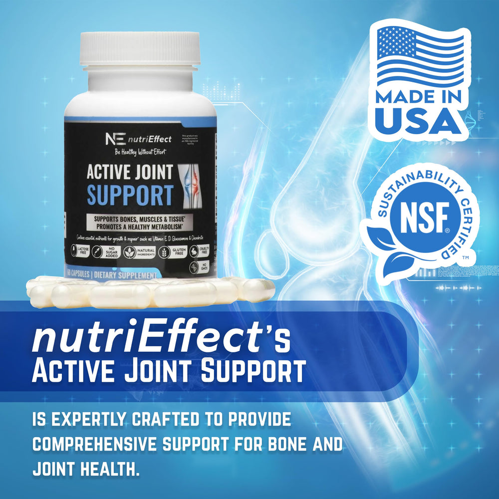 nutriEffect Active Joint Support bottle label closeup highlights key nutrients for joints