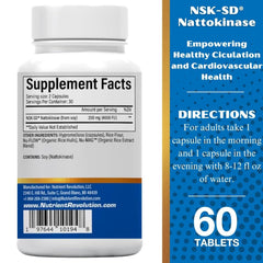Nutrient Revolution NSK-SD Nattokinase GMP facility tag emphasizing quality control.