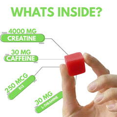 Nutrify Creatine Gummies serving pour emphasizing a convenient daily dose