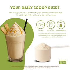 Nutrigenius+ shake glass captures creamy chocolate mix with smooth texture.