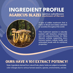 Nutriheim Agaricus Blazei 30 percent polysaccharides graphic communicates potential immune balance