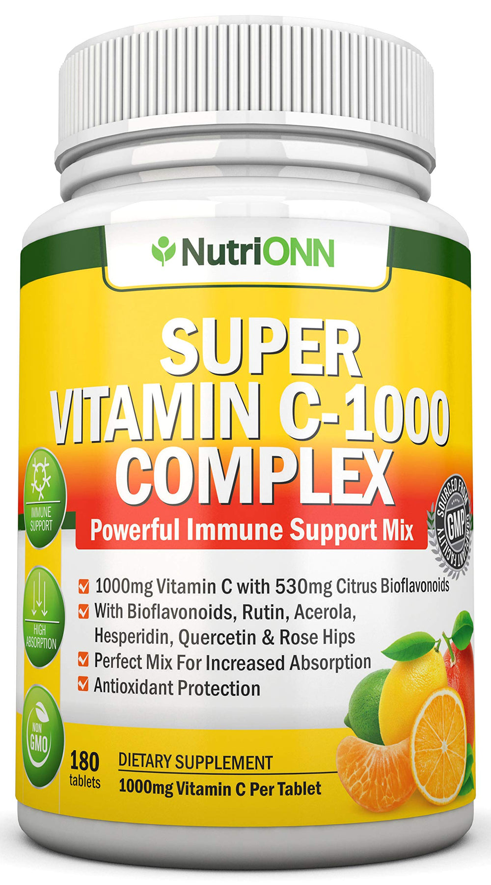 NutriONN Super Vitamin C Complex bottle showing daily immune support potential