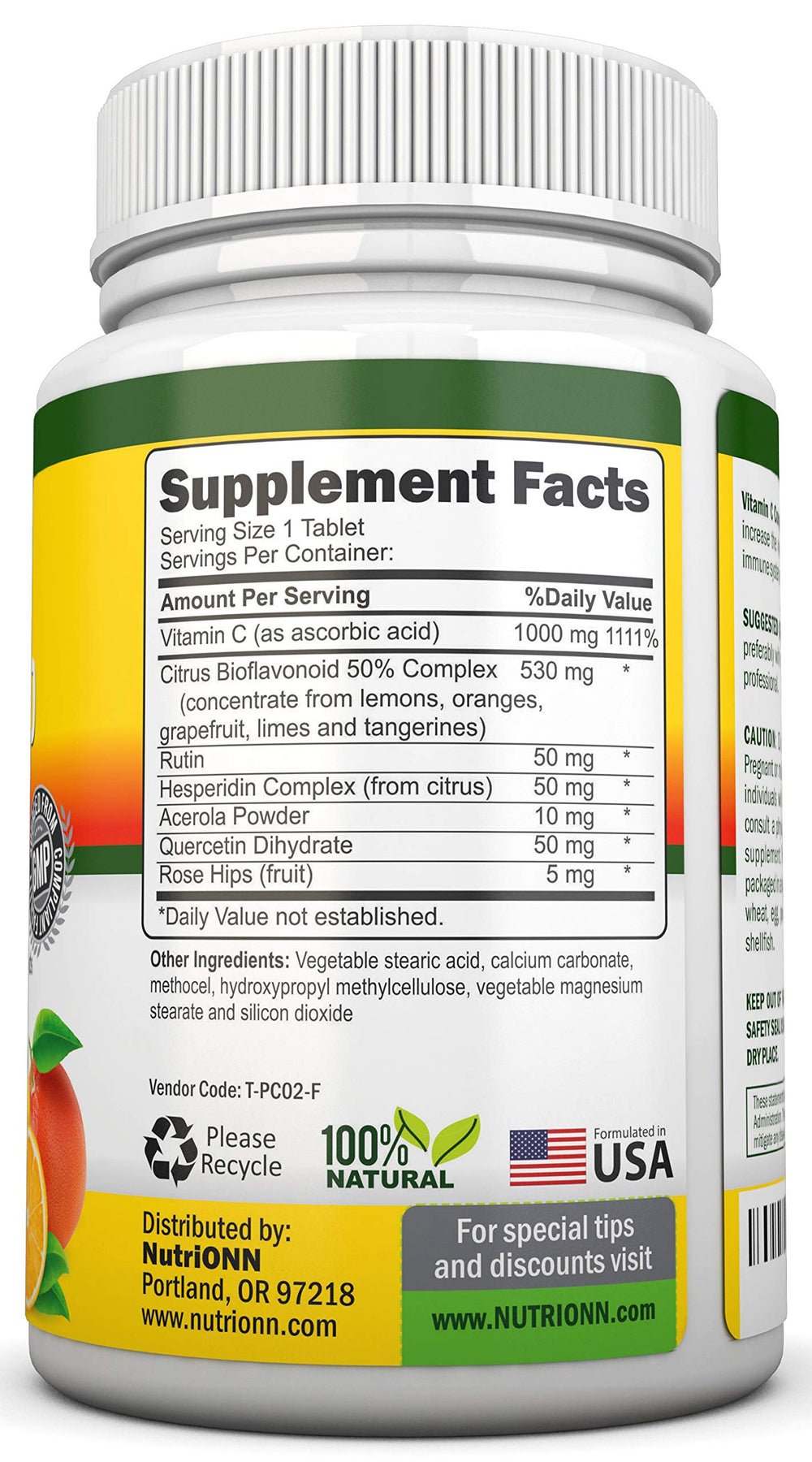 NutriONN Vitamin C Complex tablets close-up highlighting high potency