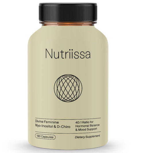 Nutriissa Divine Feminine bottle front showing high-potency inositol formula for balanced wellness