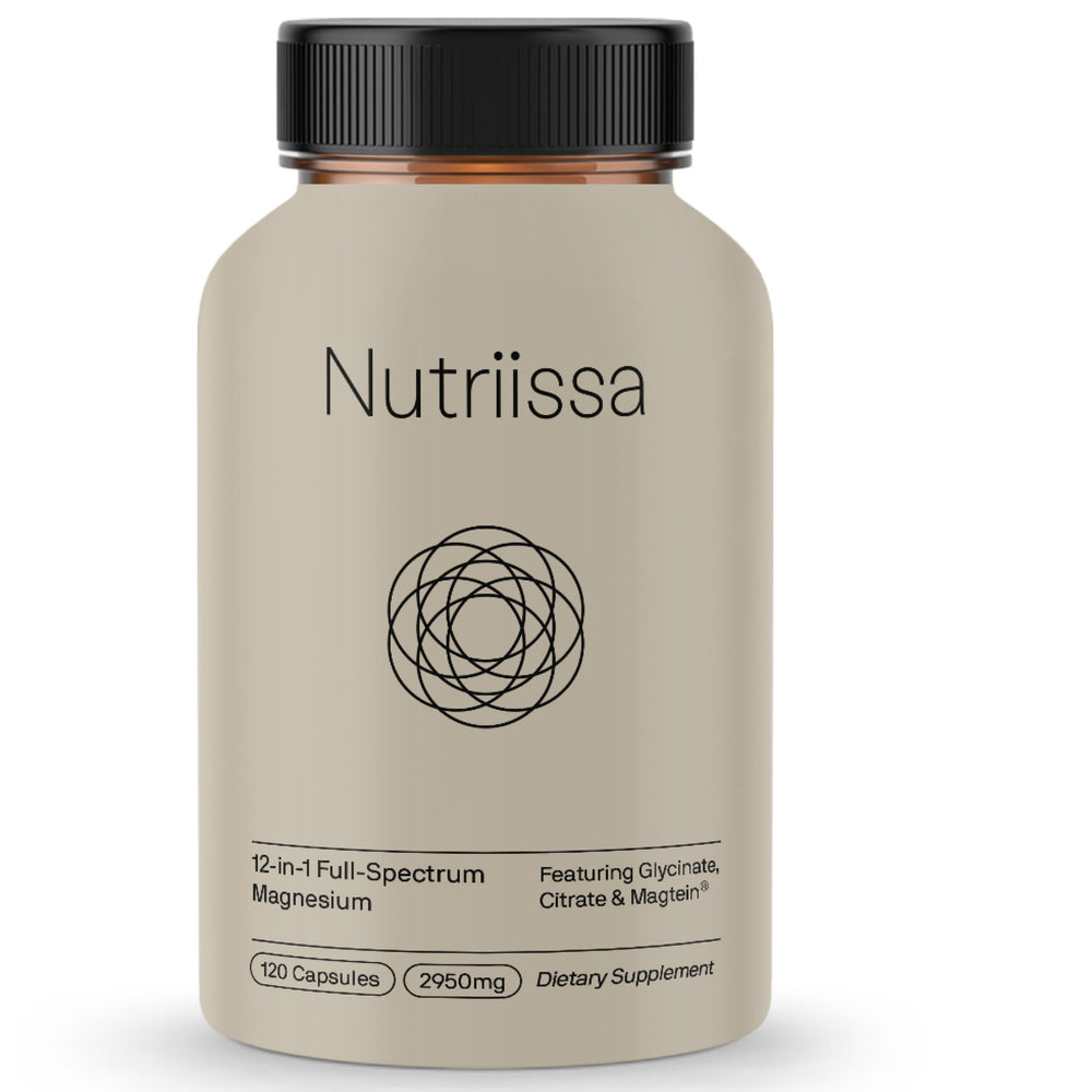 Nutriissa Magnesium Complex bottle front showing full-spectrum capsules for daily wellness