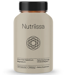 Nutriissa Magnesium Complex bottle front showing full-spectrum capsules for daily wellness