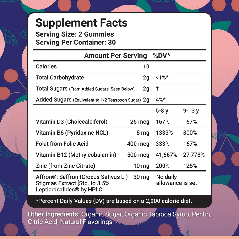 NutriMagic peach-flavored gummies close-up for tasty daily brain support