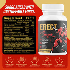 Ingredients list for Nutrimend IQ Erect SURGE highlighting natural support