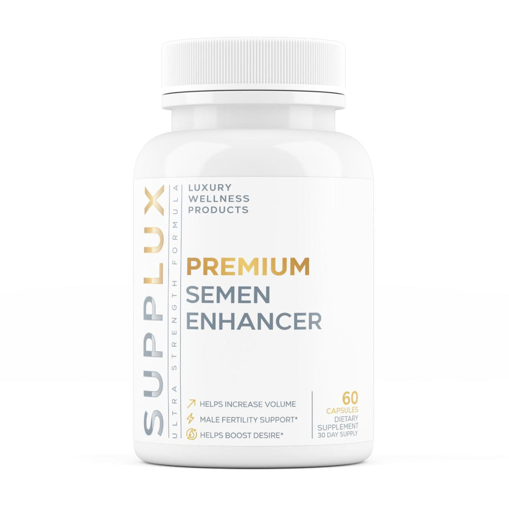 Nutrimend IQ semen volume bottle highlights hydration support for reproductive wellness.