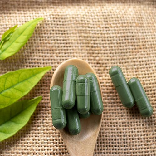 NUTRINPRO spirulina capsules morning routine use in a calm setting.