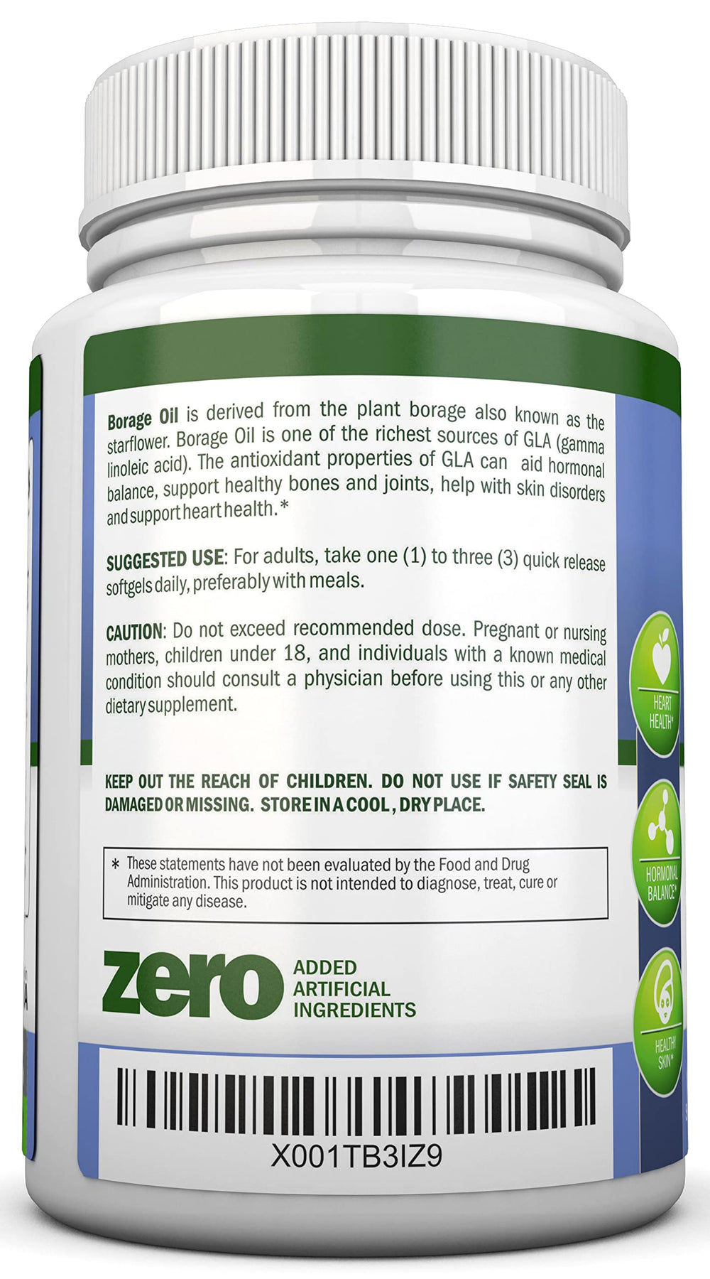 NutriONN Borage Oil label hexane-free highlights pure formulation.