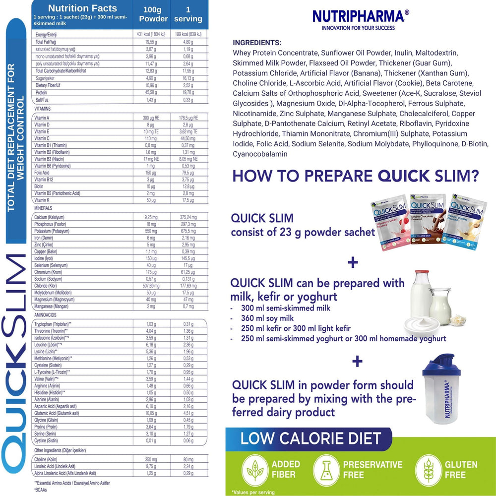 NUTRIPHARMA Quick Slim no added sugar appeals to mindful eaters.