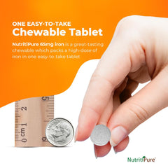 NutritiPure orange-flavored iron tablet, sugar-free with monk fruit