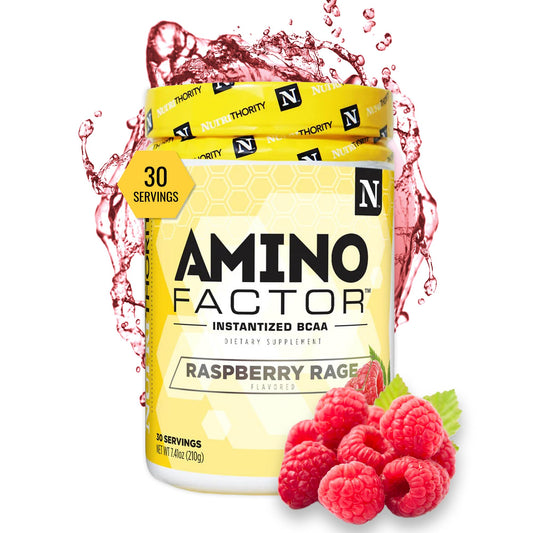 Nutrithority BCAA Powder Raspberry Rage bottle supports post-workout recovery