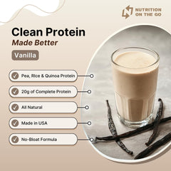 Nutrition On The Go vegan protein packets with plant blend for easy digestion.