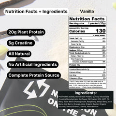 Nutrition On The Go vegan protein packets no-clumps ensure a smooth shake.