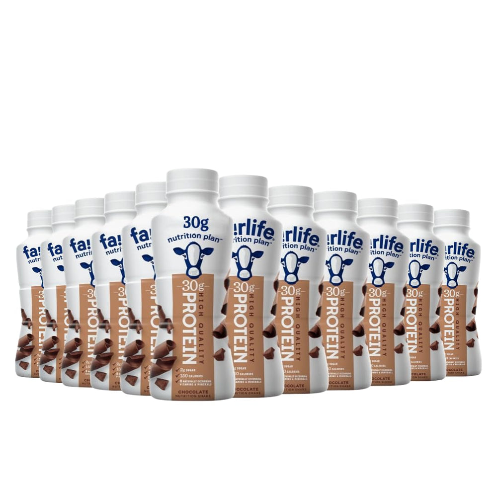 Nutrition PIan chocolate high protein shake image—rich flavor with 30g protein per serving for active lifestyles