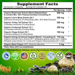 Nutrition Restore Organic Mushroom Complex bottle pour illustrates convenient daily dosing.
