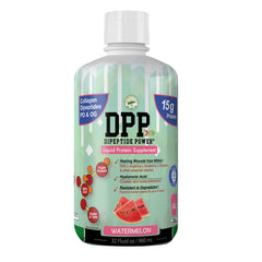 Nutritional Designs DPP Dipeptide bottle pour highlights sugar-free daily hydration.