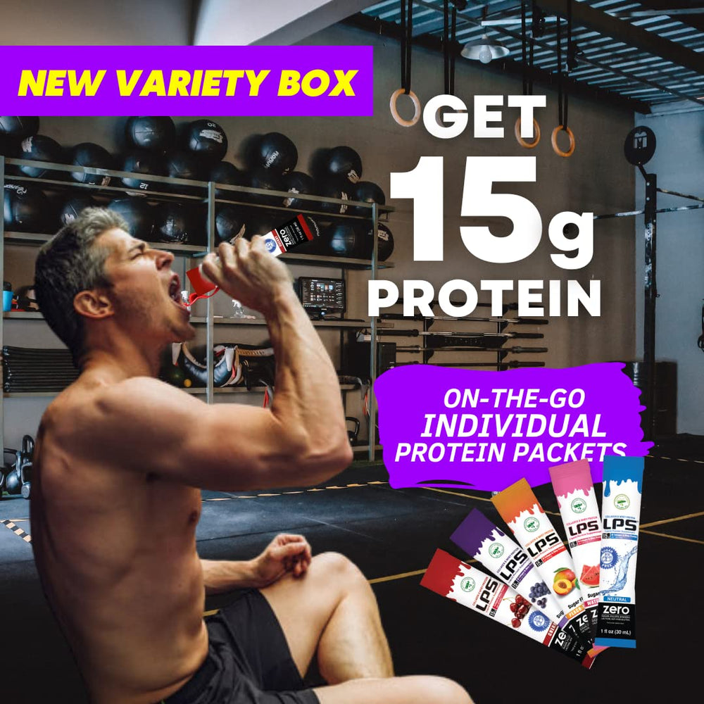 Nutritional Designs LPS label close‑up highlighting 15 g protein per dose