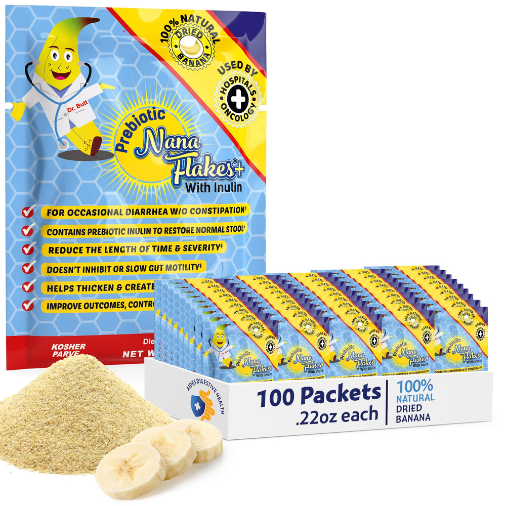 Nutritional Designs Nana Flakes packaging shown as an easy daily fiber option.