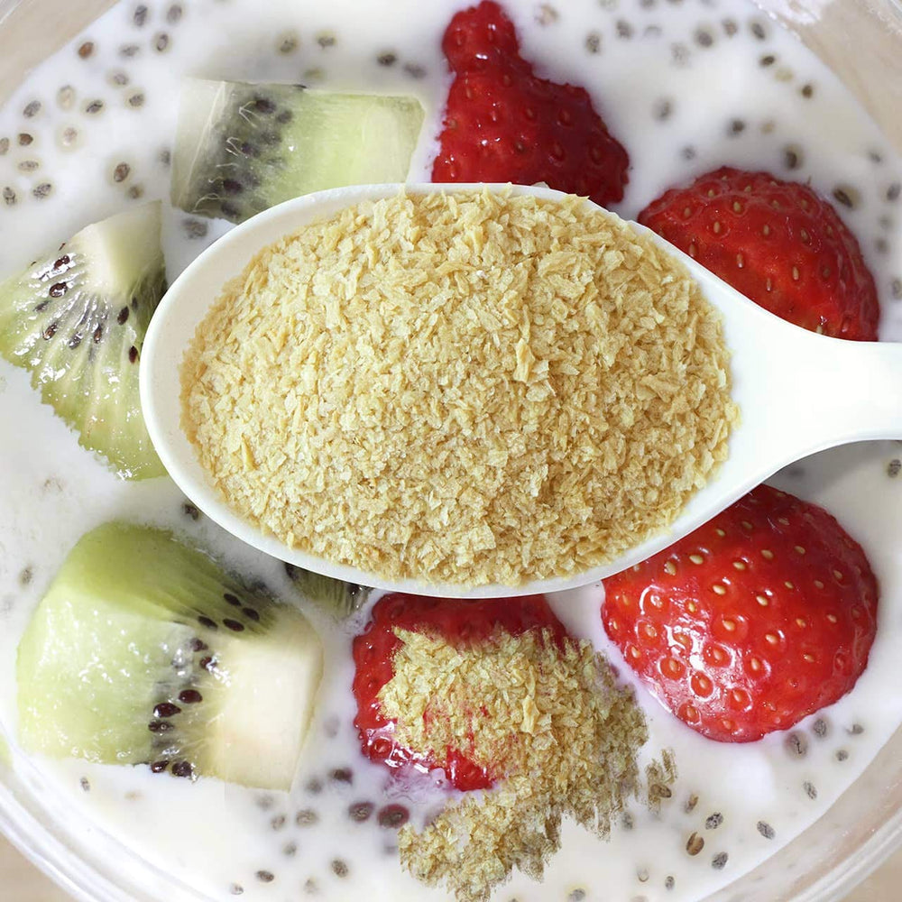 Nutritional Designs Nana Flakes blended into smoothies for nutritious texture