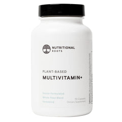 Nutritional Roots Multivitamin+ bottle front for daily vegan nourishment