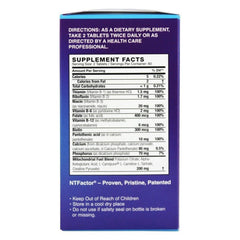 NT Factor Healthy Aging tablets close-up highlighting branding and energy-supporting properties