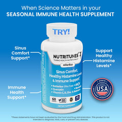 Nutritunes bottle label highlights PA-free butterbur and ingredients.