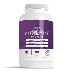 Nutriumph Advanced Resveratrol Complex bottle showing antioxidant capsules for daily wellness.